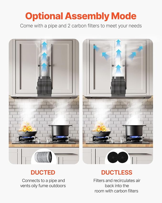 VEVOR Range Hood Insert, 30 Inch Built-in Kitchen Vent Hood, 800CFM Stainless Steel Stove Hood with Gesture & Touch Control, LED Light, Baffle Filters, 4-Speed Exhaust Fan, Ducted/Ductless Convertible