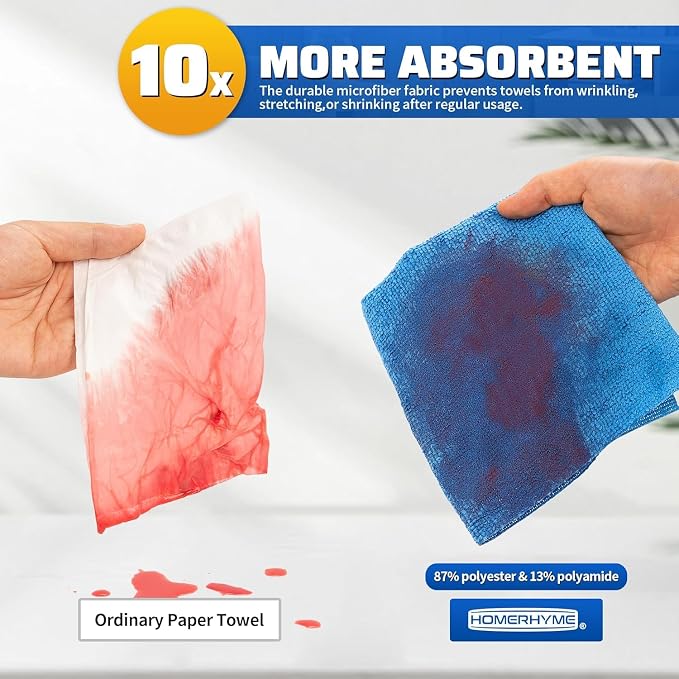 Microfiber Cleaning Cloth, 200 Pack Blue Cleaning Rags Microfiber Towel Bulk - Image 6