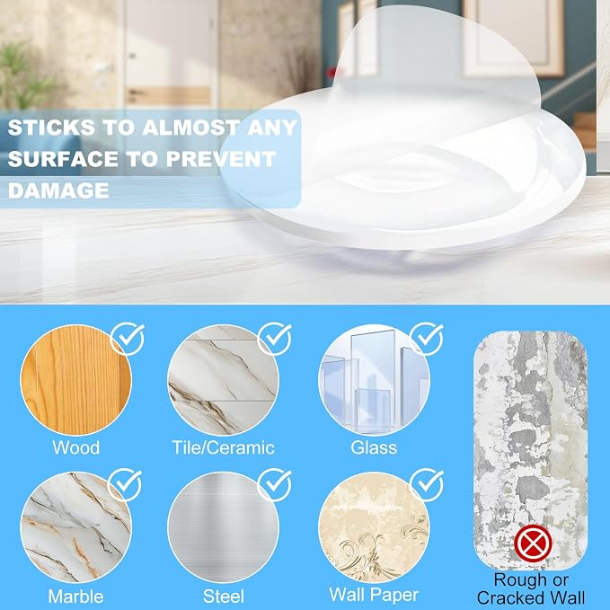 JZWBLILY Door Stoppers for Wall, Door Knob Wall Protector 2", Self Adhesive - Image 4