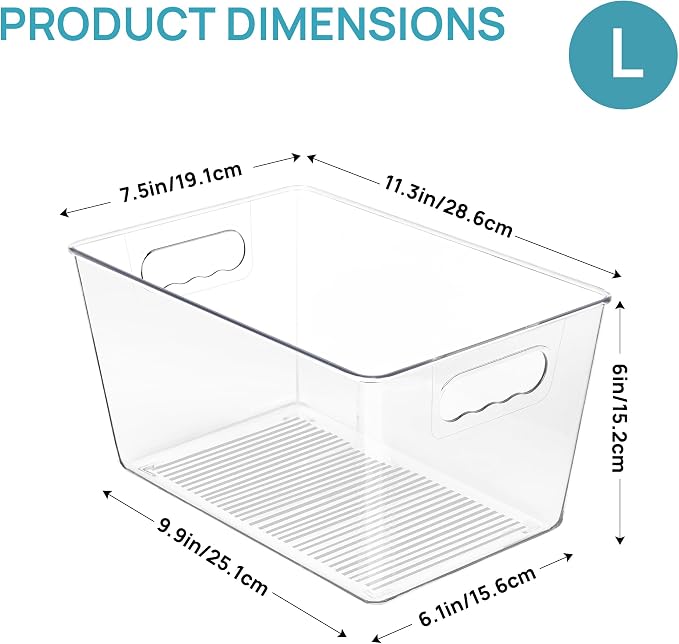 Vtopmart 4 Pack Clear Storage Bins, Pantry Storage Bins - Image 2