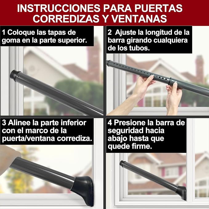 AceMining 1 Pack Door Security Bar, Patio Door Lock, 20-50 in | Sliding Glass - Image 9