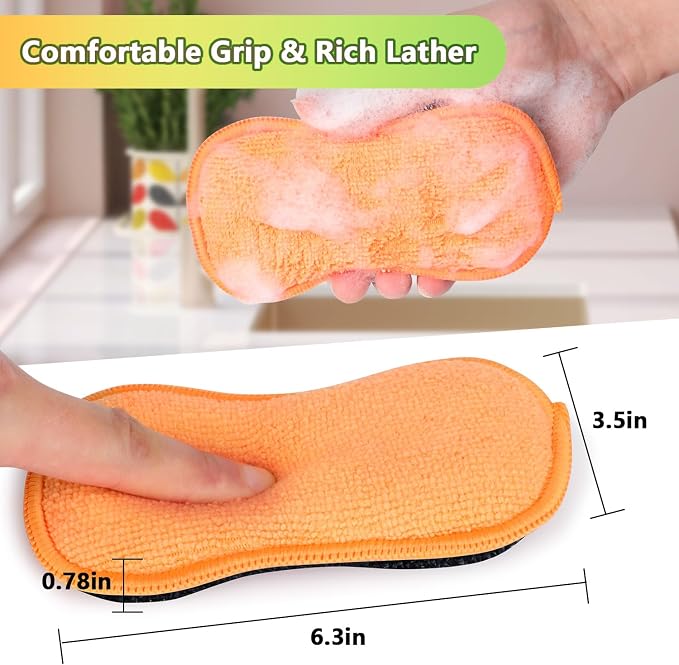 GLIMGLINT 12 Pack Dish Sponges Kitchen, Non-Scratch Microfiber Sponges | - Image 6