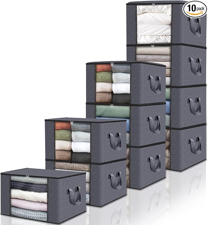 10 Pack Storage Bags for Clothes Blanket Storage Bins by Fabtotes