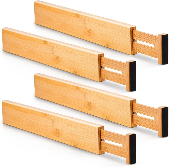 Utoplike 4 Pcs Bamboo Kitchen Drawer Dividers, Large Drawers Organizers | by Utoplike