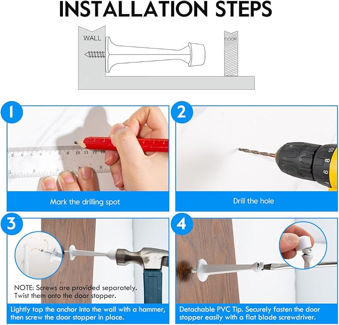 HOME MASTER HARDWARE 3" Heavy Duty Solid Door Stop, 12 Pack, Screw-In - Image 6
