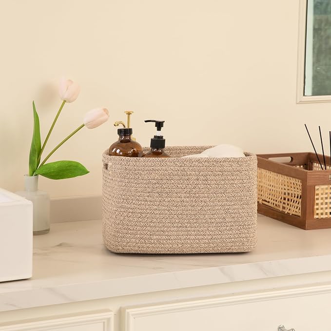 OIAHOMY 4 Pack Storage Baskets for Organizing 15L Cube Storage Bins Brown - Image 5
