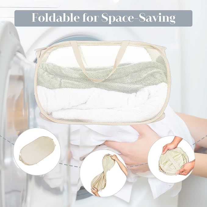 2 Pcs Durable Collapsible Laundry Baskets - Image 3