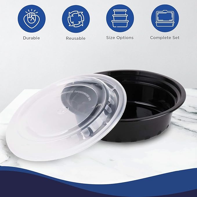 Ruthy's Outlet Meal Prep Containers with Lids, Food container bowl - BPA-Free, Stackable, Freezer & Dishwasher Safe, Reusable Food Storage for Lunch, Portion Control & Meal Prep (15 Pack, 48 oz)