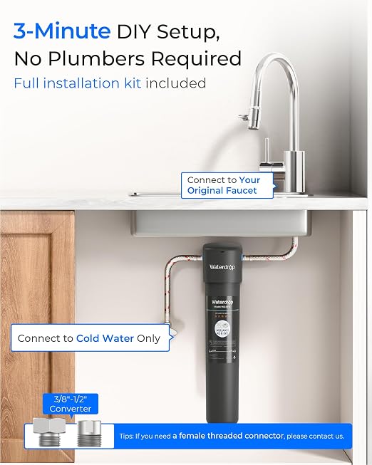 Waterdrop 15UA Under Sink Water Filter System, 19000 Gallons, 2 Years | Reduces - Image 8