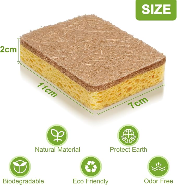 Yolaist 12 Pack Non-Scratch Scrub Sponge, Natural Kitchen Sponges - Image 4