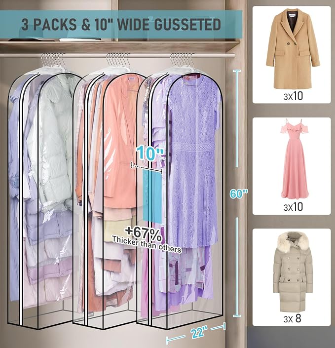 MISSLO 10" Gusseted All Clear Garment Bags - Image 2