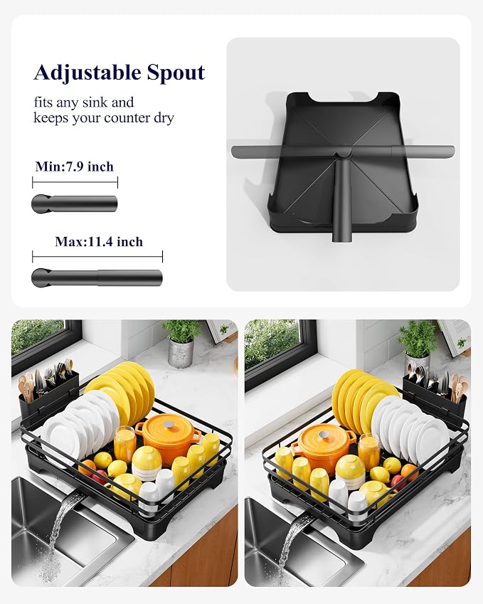 Kitsure Multi-Functional Dish Drying Rack, 15.7" x 12.0" x 5.5", Rust-Proof - Image 4