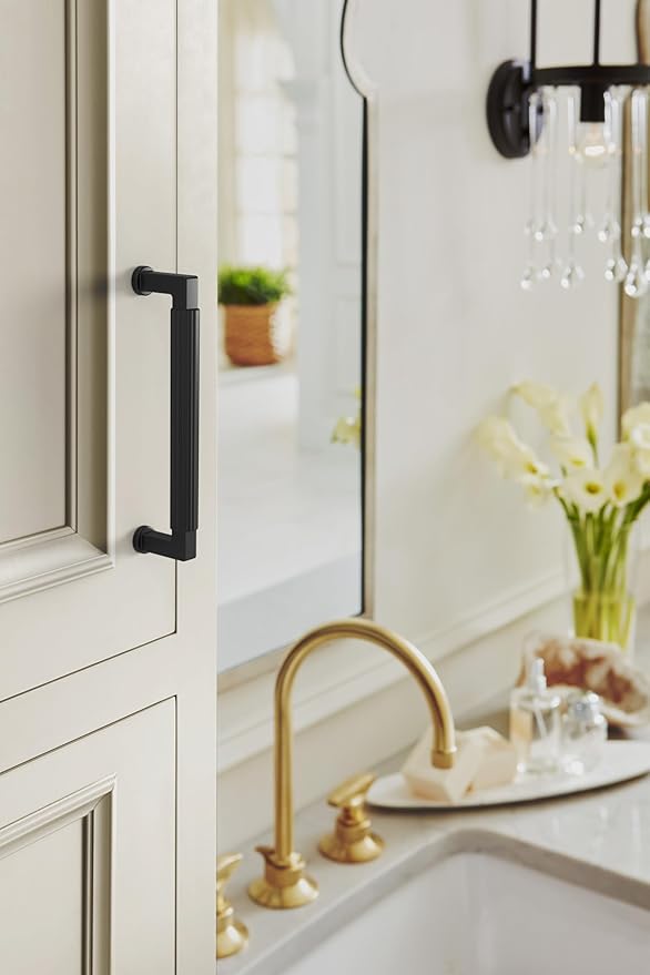 Amerock Ballard 5-1/16 inch (128mm) Center-to-Center Matte Black Cabinet Pull, BP37644MB