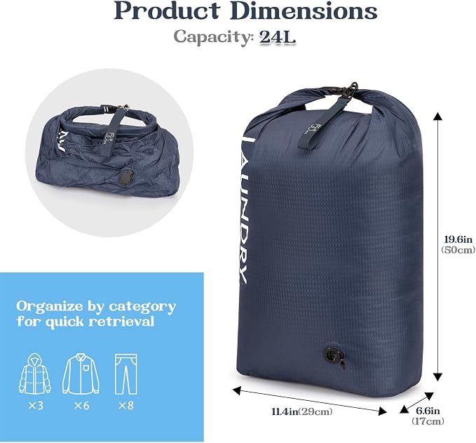 Travel Laundry Bag, Vacuum Compression Dirty Clothes Travel Bag - Image 3