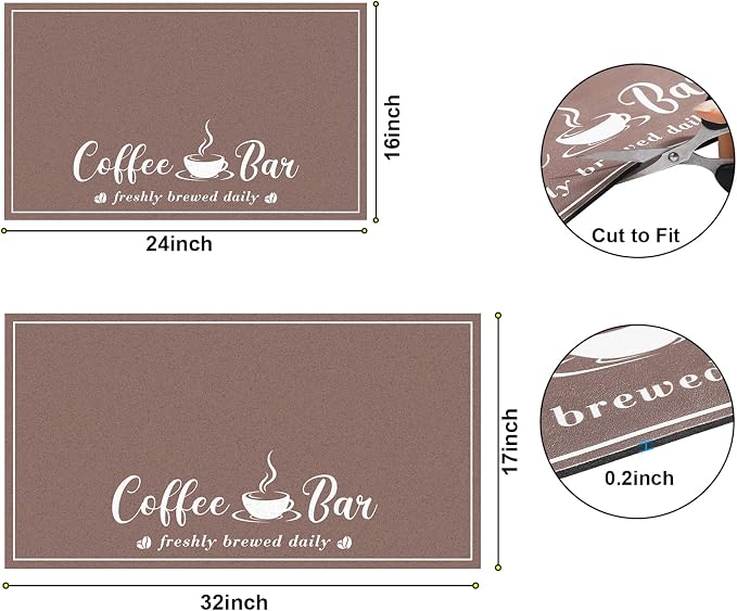 CooRug Fashion Coffee Mat, Dish Drying Mat 17" x 32" Brown | Hide Stain - Image 2