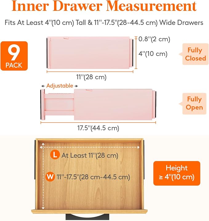 Lifewit 4" High Upgrade Drawer Divider, Adjustable Drawer Organizer Clothes | 9 - Image 2