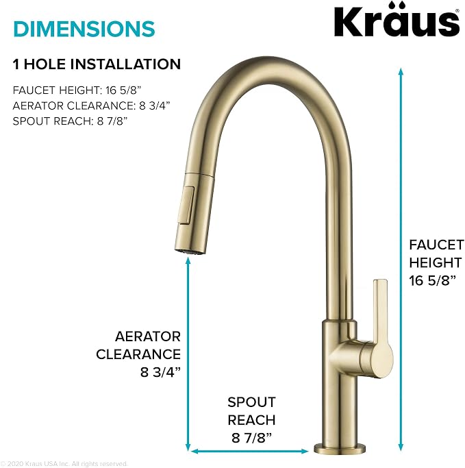 KRAUS Champagne Bronze Pull Down Kitchen Faucet KPF-2820SFACB | 360-degree - Image 3