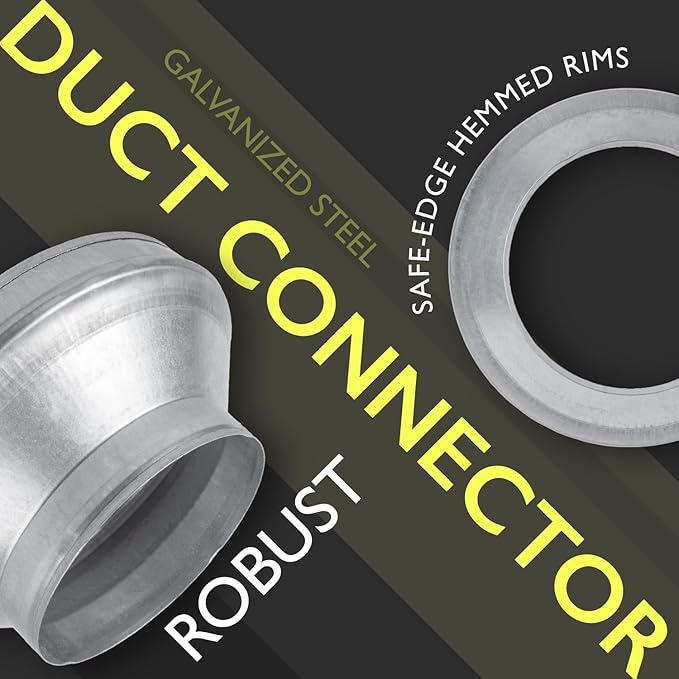 12" to 8" Inch Duct Pipe Adapter - Galvanized Steel HVAC Ducting Reducer for Ventilation - PVC Pipe, Hose Coupler - Heavy Duty Exhaust, Air Conditioner Fittings - Vent Flange Connector