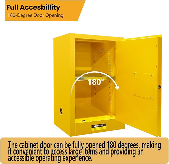 24" W × 28" D × 38" H in Hazardous Material Flammable Storage Cabinets, Adjustable Shelf Steel and Ground Cable Storage Cabinet, for Explosion Proof Chemical Cabinet