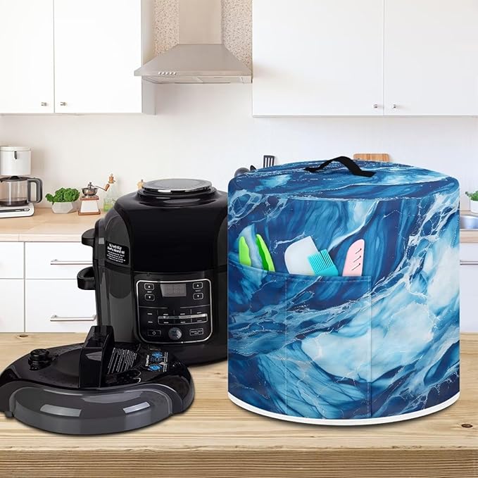 Small Appliance Covers, Dust Cover for 3 Quart Air Fryer & Pressure Cooker Kitchen Appliance Accessories, Pressure Cooker Air Fryer Rice Cooker Dust Cover, Marble Blue