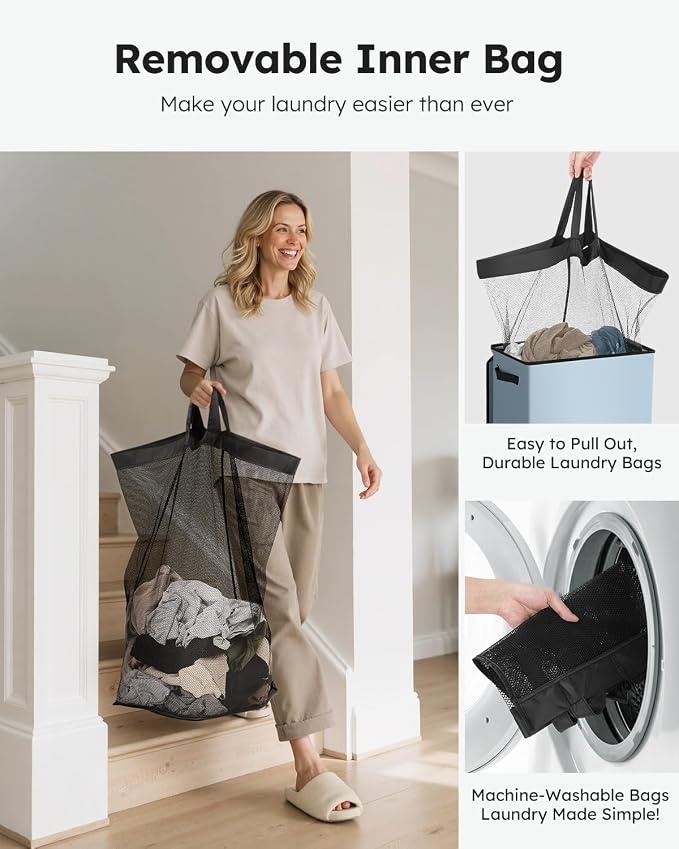 SOLEDI 90L Laundry Hamper with Lid, Large Collapsible Laundry Basket | Sturdy - Image 4