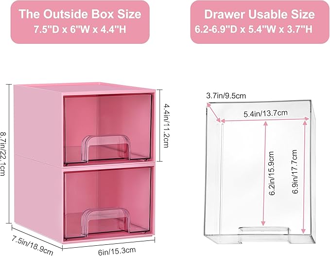 Vtopmart 4 Pack Small Clear Stackable Storage Drawers, Plastic Bins - Image 2