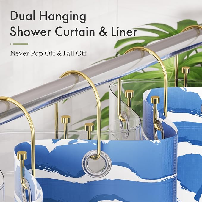 AmazerBath Shower Curtain Hooks, Rust Proof Shower Curtain Rings Hooks - Image 4