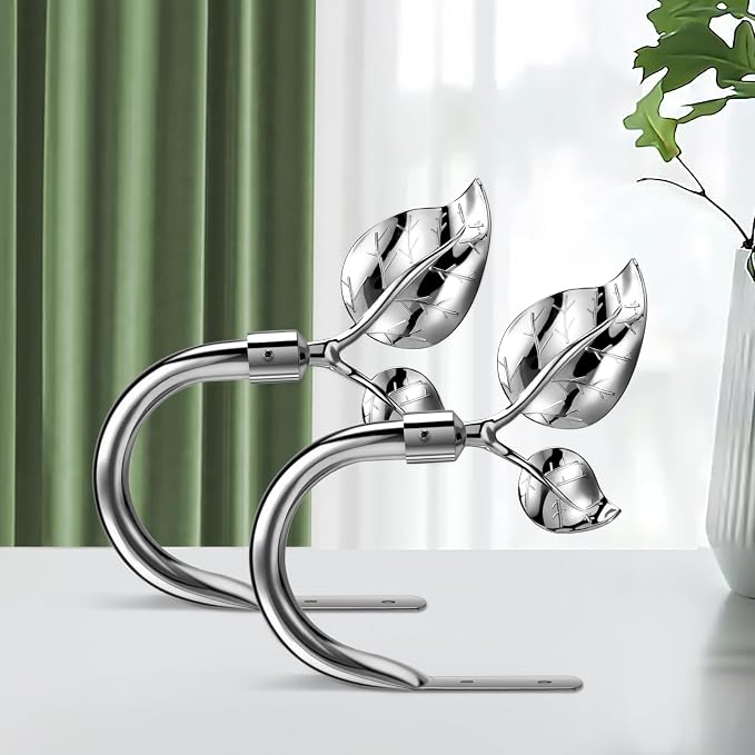 HIKMLK Leaf Shaped Curtain Tieback Holdbacks 2pcs, Handmade Metal Curtain Side - Image 4