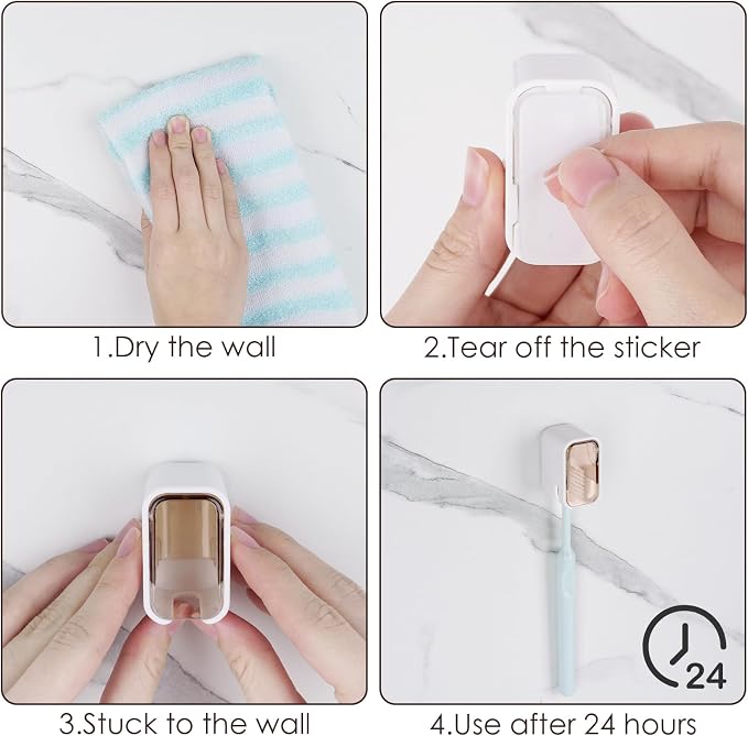 4 Pack Toothbrush Holders for Bathrooms Shower, Wall Mount Toothbrush Organizer - Image 6