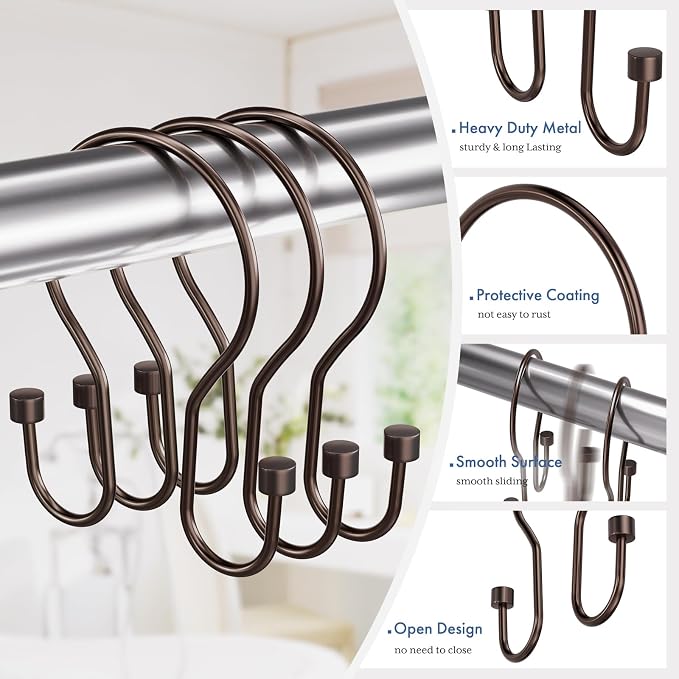 Bathway Shower Curtain Hooks Dark Gold Shower Curtain Rings - Image 2
