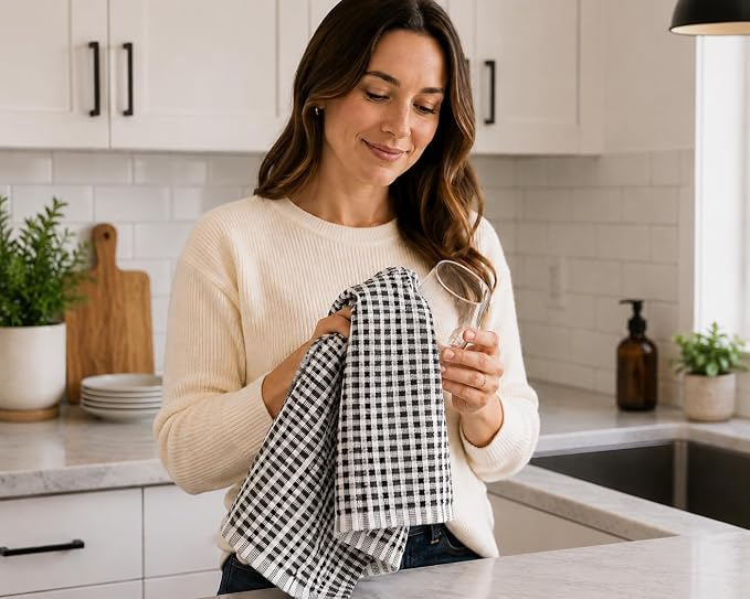 Serafina Home Thanksgiving Kitchen Towels- Set of 3 100% Cotton Solid Dark Gray - Image 5