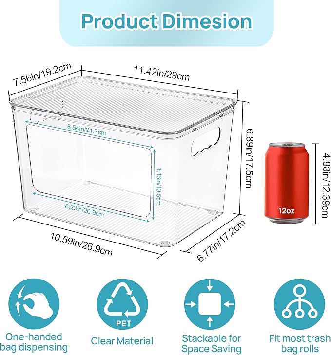 Vtopmart 1 Pack Clear Trash Bag Holder, Stackable Garbage Bag Dispenser | Trash - Image 2