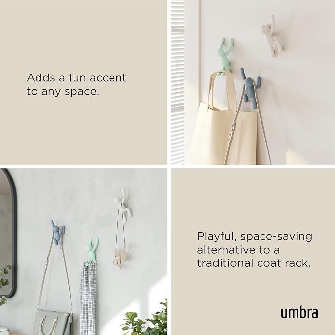 Umbra Buddy Wall Hooks, Wall Mount Coat Hooks, holds 5lbs per hook, entryway - Image 4