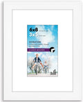 Americanflat 6x8 Picture Frame with Shatter-Resistant Glass - Use as 3x5 Frame with Mat or Display 6x8 Photo Without Mat - Signature Collection - Picture Frames for Tabletop and Wall Display - White