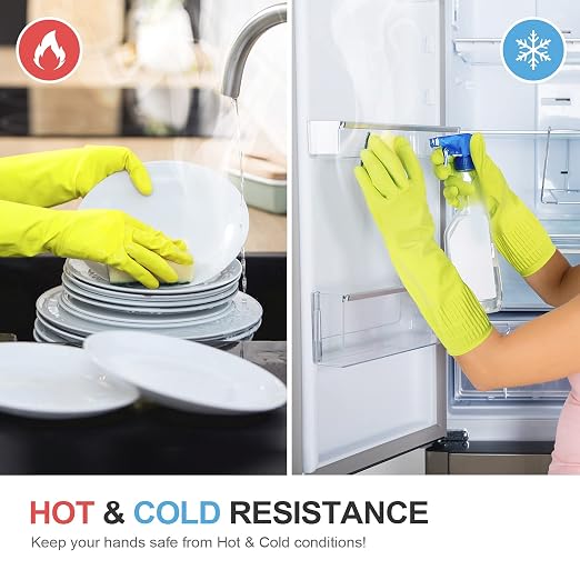 Mamison Rubber Dishwashing Gloves, Non-Slip Kitchen, 2 Pairs | Korean natural - Image 5