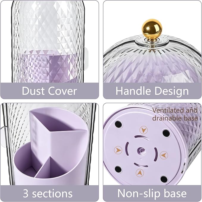 Toothbrush Holder with Cover for Bathroom Countertop, Toothpaste, Self Draining - Image 4