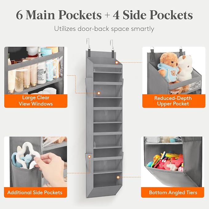 Lifewit 1 Pack Over the Door Organizer, 6 Section Clear Window Hanging Storage - Image 3