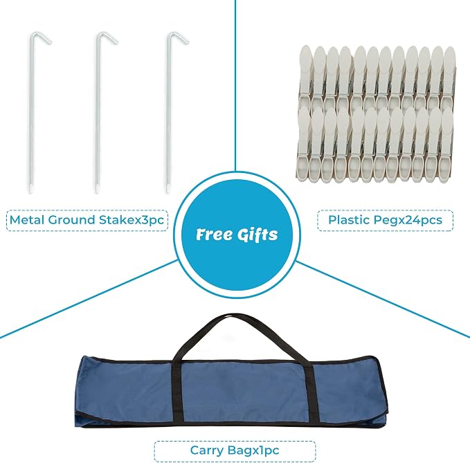 JS HANGER Drying Natural Clothes Airer Outdoor Portable 4-arm Aluminum Drying - Image 4