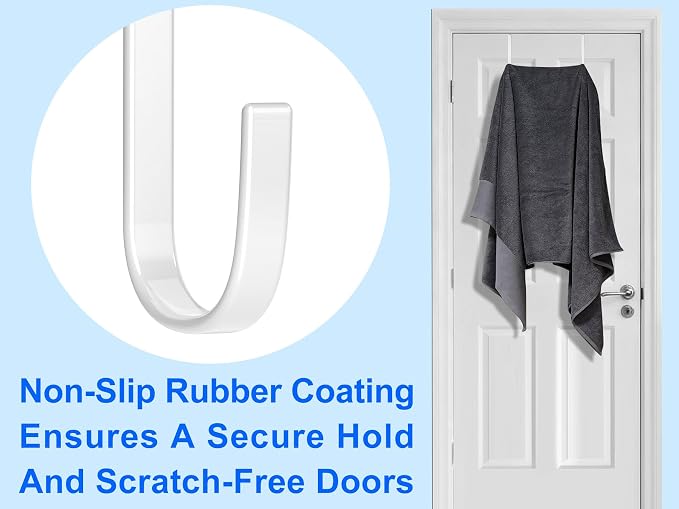 Single Over Door Steel Hooks 8 Pack Fit 1-3/8" Door 5.5" White | Plastic Coated - Image 5