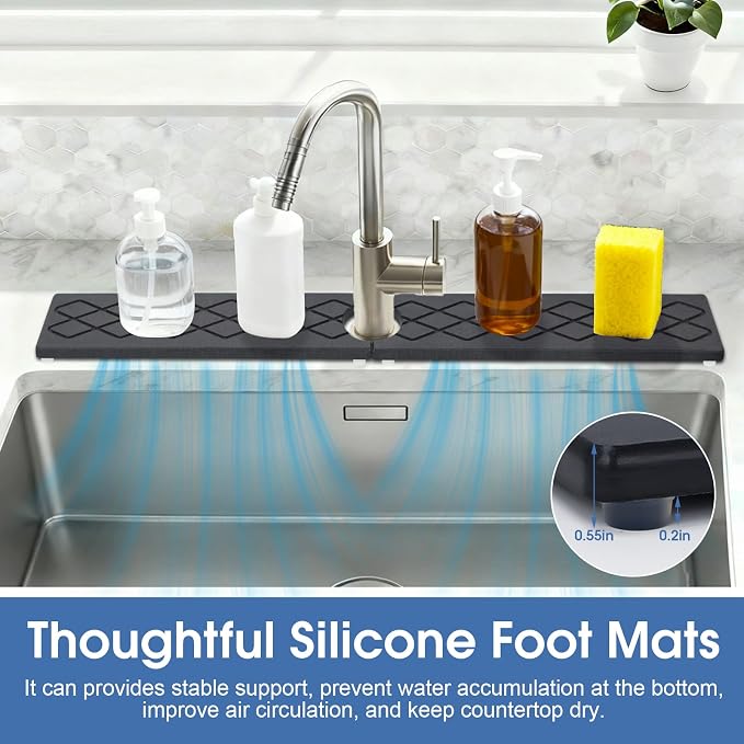 Stone Faucet Mat for Kitchen Sink, Quick-Dry Non-Slip Drying Tray, Diatomite - Image 7