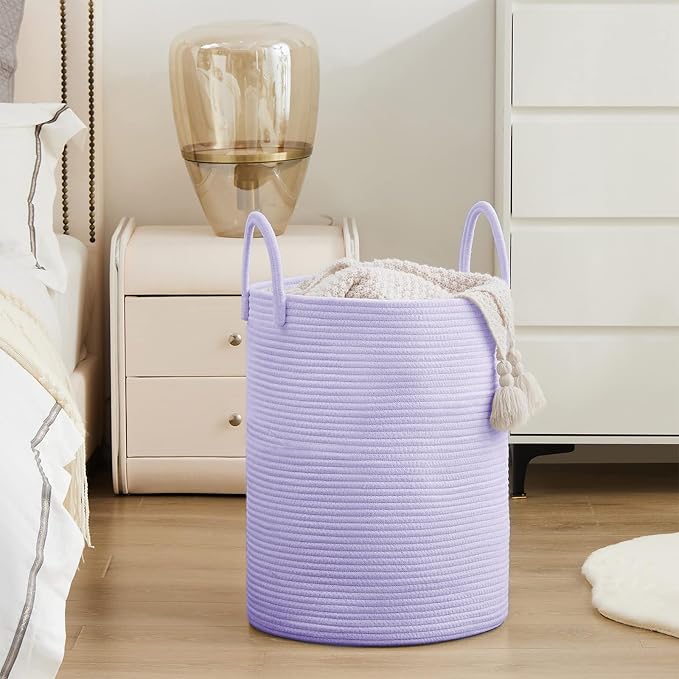 YOUDENOVA Cotton Rope Laundry Hamper Basket, 58L Blanket Basket - Image 5