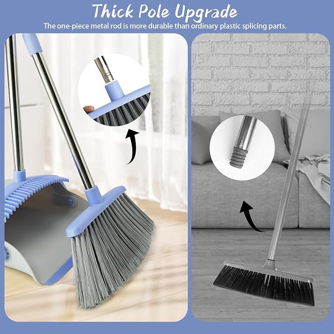 Broom and Dustpan Combo Set, Long Handle and Standing Dust Pan - Image 6