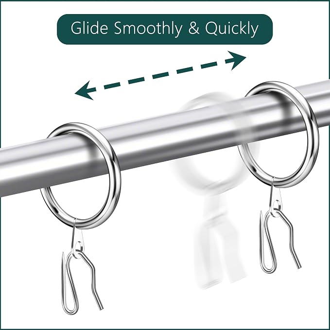 60Pcs 32mm Internal Diameter Curtain Rings and Curtain Drapery Pin Hooks | - Image 6