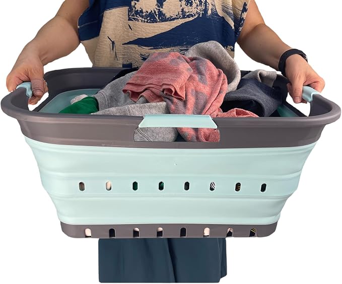 SAMMART 42 Collapsible Plastic Laundry Basket, Foldable Pop Up Storage - Image 6