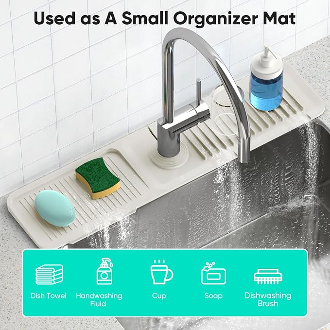24'' Faucet Mat for Kitchen Sink Faucet Mat Kitchen Sink Splash Guard Silicone - Image 7
