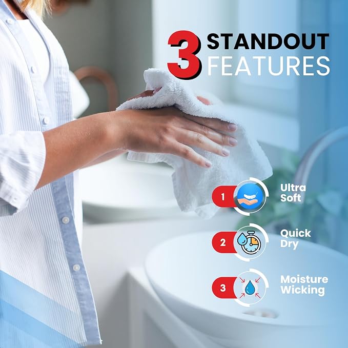 Infinitee Xclusives 100% Cotton Luxury Wash Cloths - Image 4