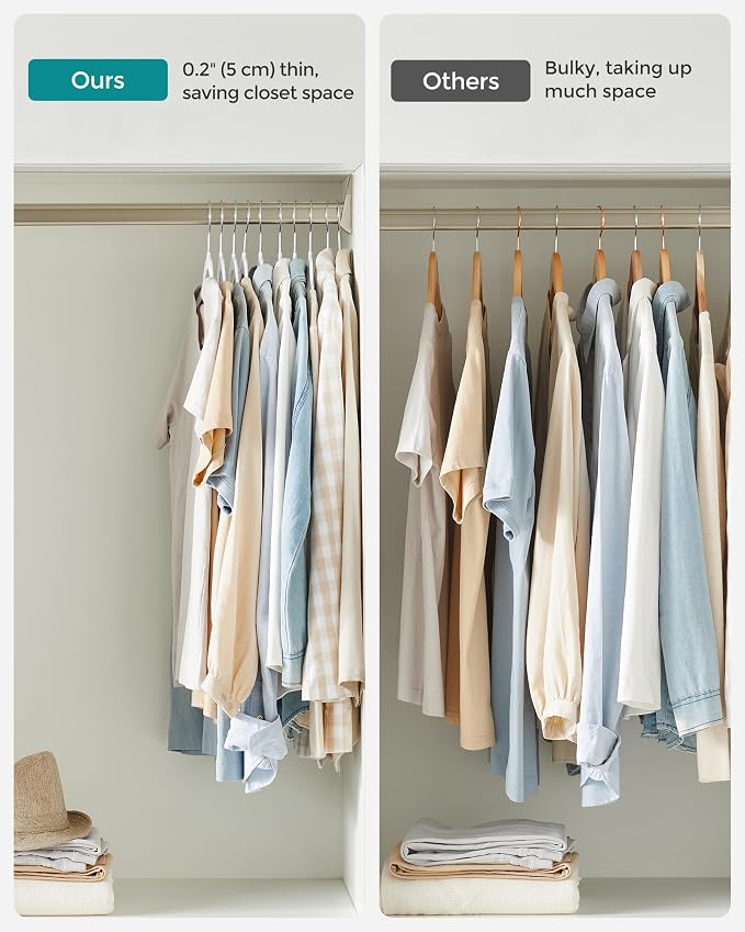 SONGMICS Plastic Clothes Hangers, Space-Saving | 0.2 Inches Thick, 17.7 Inches - Image 7