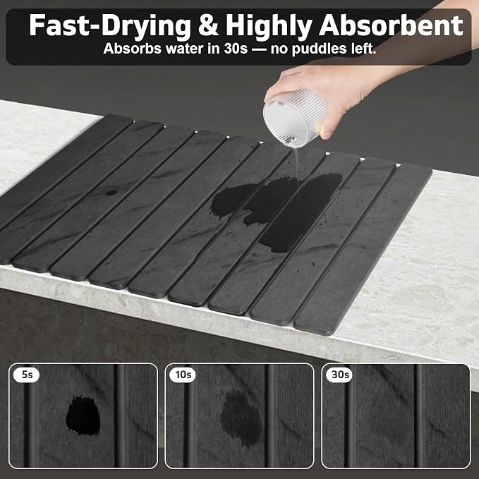 2 PCS Stone Dish Drying Mat for Kitchen Counter, Fast Drying Collapsible Dish - Image 2