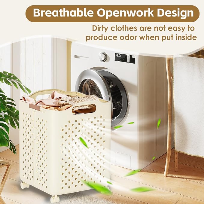 57L Foldable Collapsible Laundry Basket, - Image 4