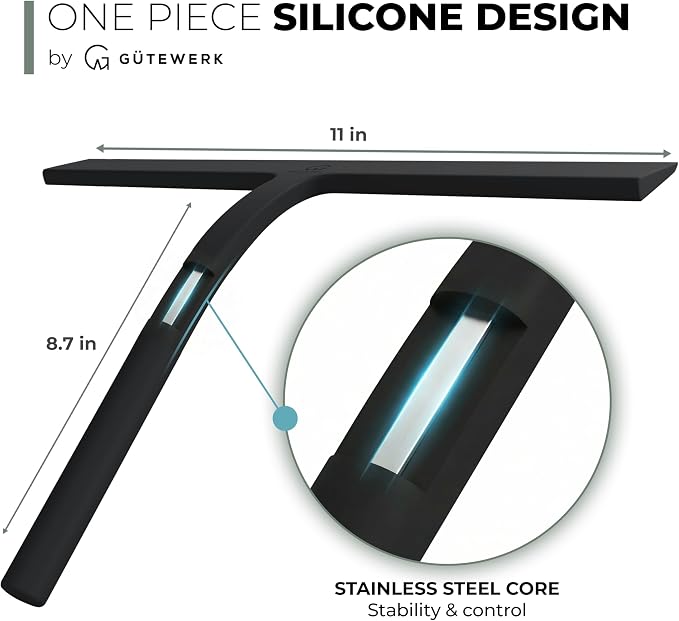Silicone Shower Squeegee with 3-in-1 No-Drill Mount, Streak-Free & No-Squeak - Image 4